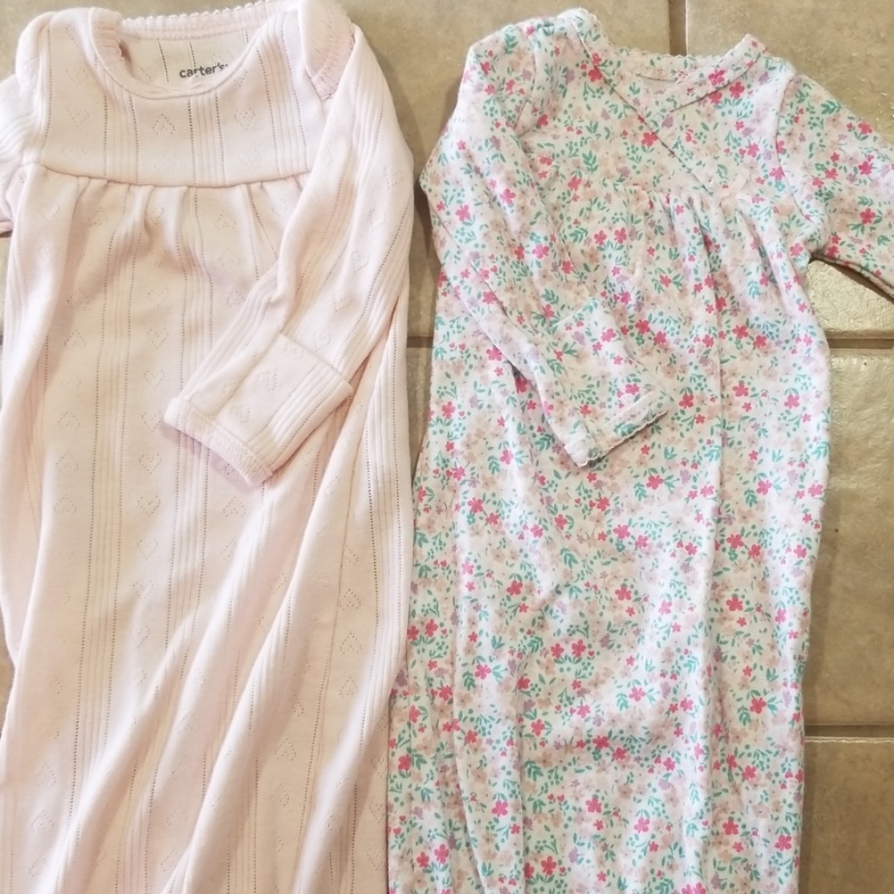 Baby girl preemie sleeper gowns - two pack